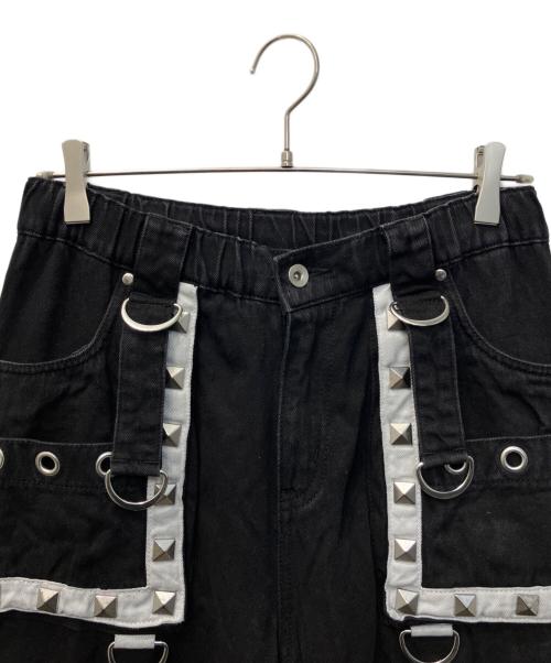 REFLEM（レフレム）REFLEM (レフレム) 2WAY スタッズ ワイドデニム パンツ ブラック サイズ:FREEの古着・服飾アイテム