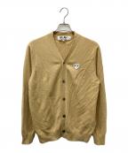 PLAY COMME des GARCONSプレイコムデギャルソン）の古着「ホワイトハートワッペンニットカーディガン」｜ベージュ