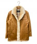 BURBERRY BLACK LABELバーバリーブラックレーベル）の古着「リアルファートリムレザーハーフコート」｜ブラウン