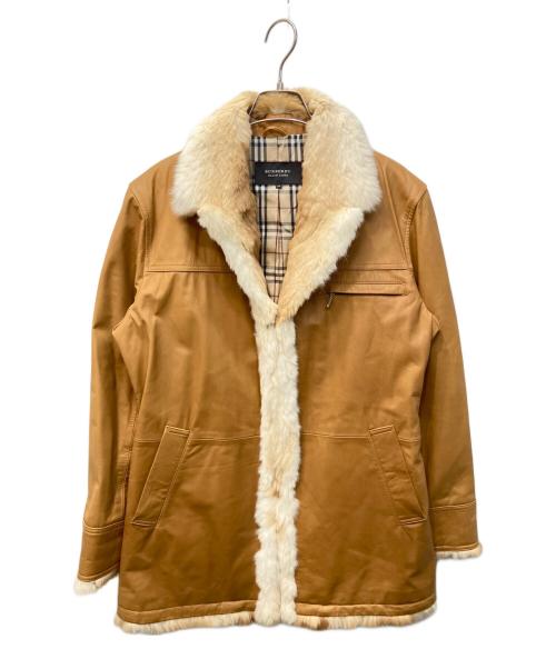 BURBERRY BLACK LABEL（バーバリーブラックレーベル）BURBERRY BLACK LABEL (バーバリーブラックレーベル) リアルファートリムレザーハーフコート ブラウン サイズ:Mの古着・服飾アイテム