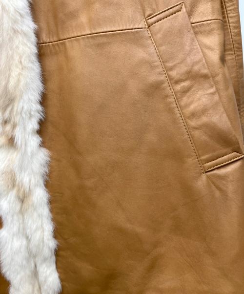 BURBERRY BLACK LABEL（バーバリーブラックレーベル）BURBERRY BLACK LABEL (バーバリーブラックレーベル) リアルファートリムレザーハーフコート ブラウン サイズ:Mの古着・服飾アイテム