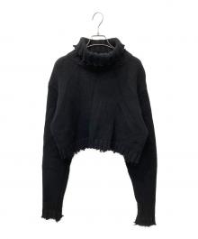PERVERZE（パーバーズ）の古着「CRASH HALF TUBE TURTLE KNIT　（クラッシュハーフチューブタートルニット ）」｜ブラック