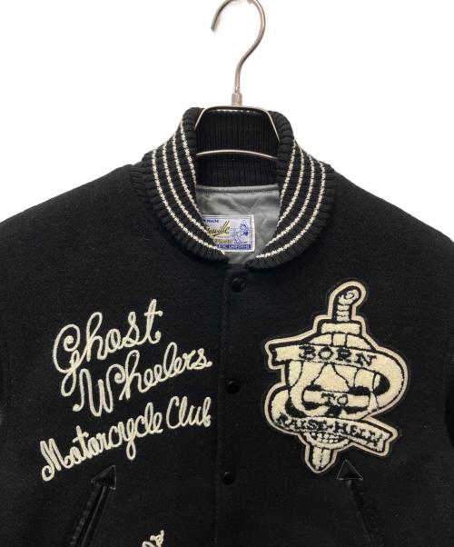 whitesville（ホワイツビル）WHITESVILLE (ホワイツビル) レザー切替フルデコスタジャン ブラック サイズ:40の古着・服飾アイテム