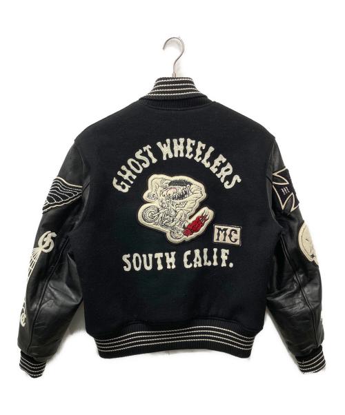 whitesville（ホワイツビル）WHITESVILLE (ホワイツビル) レザー切替フルデコスタジャン ブラック サイズ:40の古着・服飾アイテム