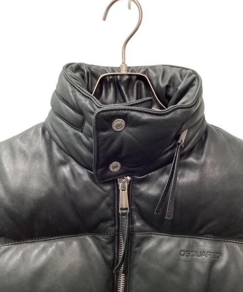 DSQUARED2（ディースクエアード）DSQUARED2 (ディースクエアード) レザーダウンジャケット ブラック サイズ:46の古着・服飾アイテム