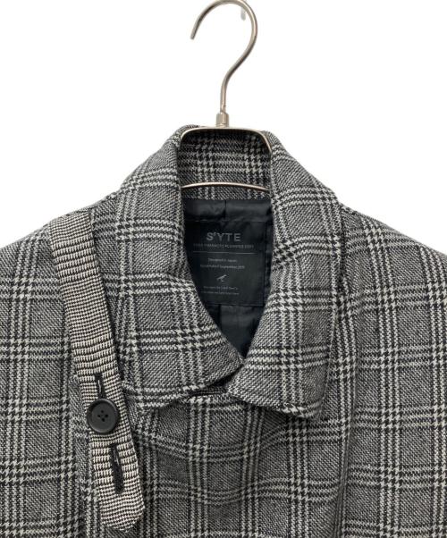 s'yte（サイト）s'yte (サイト) グレンチェックラップベルトコート グレー サイズ:３の古着・服飾アイテム