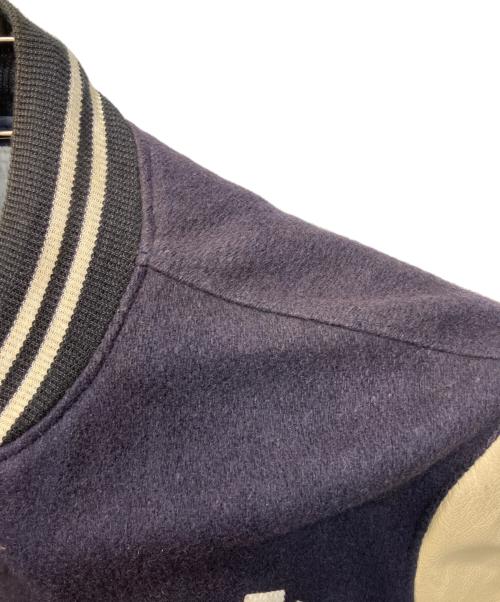 MLB（エムエルビー）MLB (エムエルビー) レザー切替スタジャン ネイビー×ベージュ サイズ:Mの古着・服飾アイテム