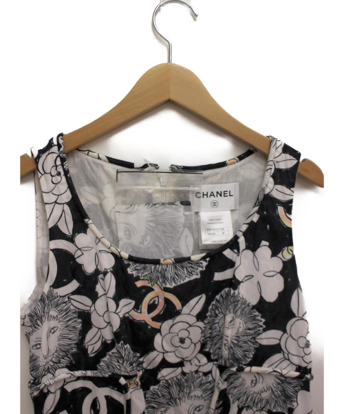 CHANEL（シャネル）CHANEL (シャネル) プリントノースリーブワンピース サイズ:38 ライオン/ココ/カメリアの古着・服飾アイテム