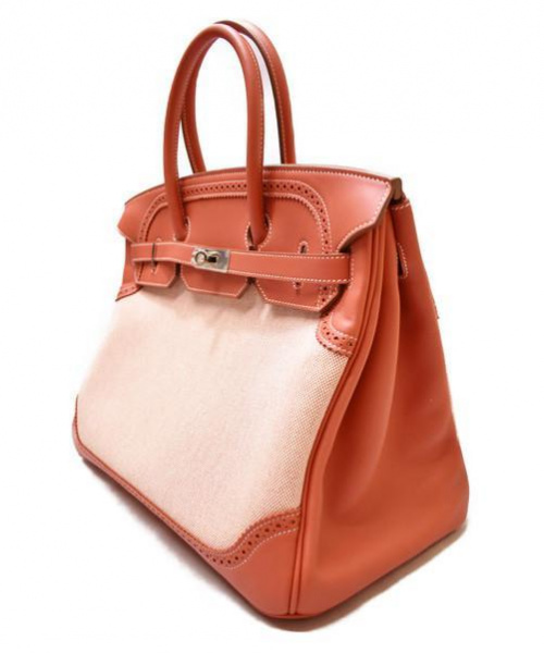 HERMES（エルメス）HERMES (エルメス) バーキンギリーズ35 サンギーヌ/エクリュ 未使用品 トワルアッシュ×ヴォースイフト □R(2014年)の古着・服飾アイテム