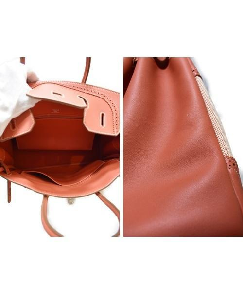 HERMES（エルメス）HERMES (エルメス) バーキンギリーズ35 サンギーヌ/エクリュ 未使用品 トワルアッシュ×ヴォースイフト □R(2014年)の古着・服飾アイテム