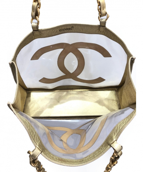 CHANEL（シャネル）CHANEL (シャネル) ビニールチェーントートバッグ ゴールド サイズ:-の古着・服飾アイテム