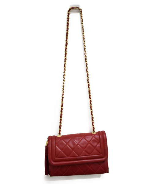 CHANEL（シャネル）CHANEL (シャネル) フリンジショルダーバッグ レッド サイズ:- レザー 1143603の古着・服飾アイテム