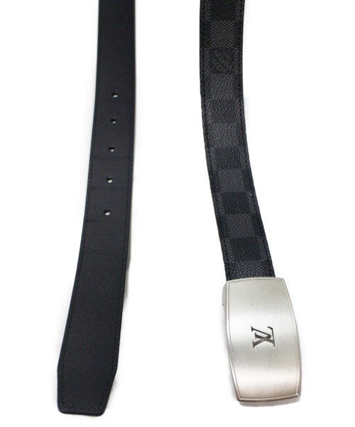 LOUIS VUITTON（ルイ ヴィトン）LOUIS VUITTON (ルイヴィトン) サンチュールLV CUT ブラック サイズ:95/38 ダミエ・グラフィット　M9638Vの古着・服飾アイテム