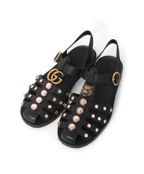 GUCCI（グッチ）GUCCI (グッチ) ラバーサンダル ブラック サイズ:38 525355の古着・服飾アイテム