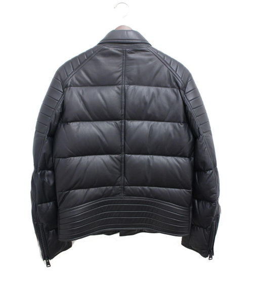MONCLER（モンクレール）MONCLER (モンクレール) LECLERC/レザーダウンジャケット ブラック サイズ:L 羊革の古着・服飾アイテム