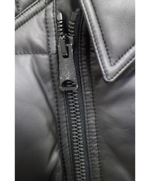 MONCLER（モンクレール）MONCLER (モンクレール) LECLERC/レザーダウンジャケット ブラック サイズ:L 羊革の古着・服飾アイテム