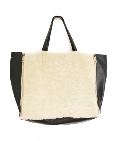 美品本物セリーヌ本革ムートン毛皮レザーカバガゼットトートバッグビジネスバック 美品本物セリーヌ本革ムートン毛皮レザーカバガゼットトート