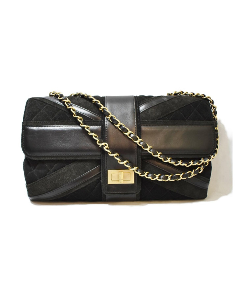 CHANEL（シャネル）CHANEL (シャネル) ダブルチェーンショルダーバッグ/2.55ライン ブラックの古着・服飾アイテム