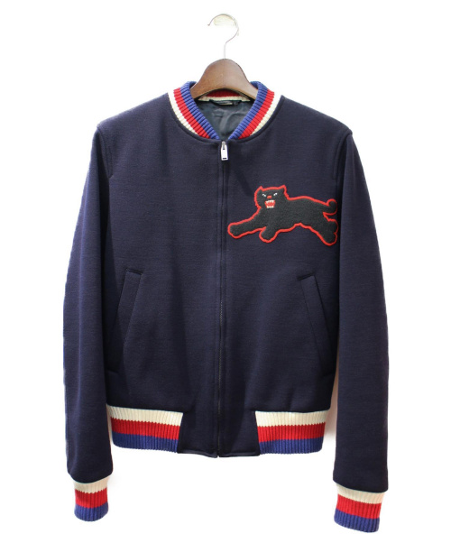 GUCCI（グッチ）GUCCI (グッチ) 18SS/パンサーアップリケボンバージャケット ネイビー サイズ:44の古着・服飾アイテム