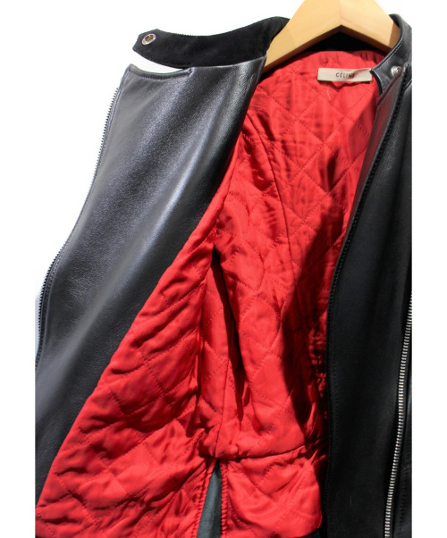 CELINE（セリーヌ）CELINE (セリーヌ) バイカージャケット ブラック サイズ:36 シープスキンの古着・服飾アイテム