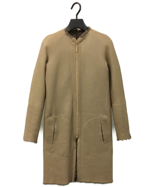 CELINE（セリーヌ）CELINE (セリーヌ) リバーシブルムートンコート ブラウン サイズ:34 ラムスキンの古着・服飾アイテム