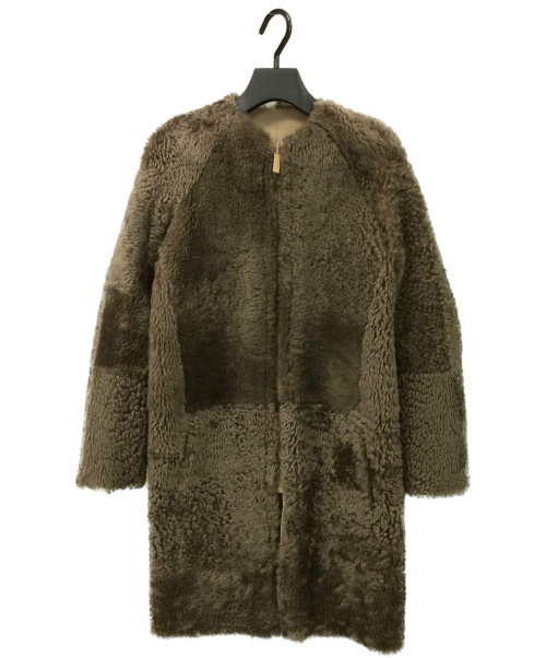 CELINE（セリーヌ）CELINE (セリーヌ) リバーシブルムートンコート ブラウン サイズ:34 ラムスキンの古着・服飾アイテム