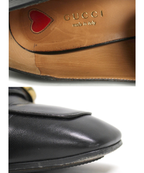GUCCI（グッチ）GUCCI (グッチ) ミッドヒールローファー ブラック サイズ:38 1/2の古着・服飾アイテム