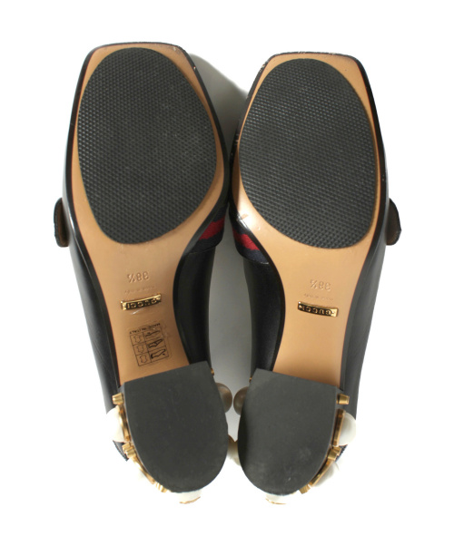 GUCCI（グッチ）GUCCI (グッチ) ミッドヒールローファー ブラック サイズ:38 1/2の古着・服飾アイテム