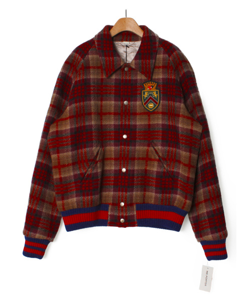 GUCCI（グッチ）GUCCI (グッチ) チェックボンバージャケット レッド サイズ:56（XXXL相当）の古着・服飾アイテム