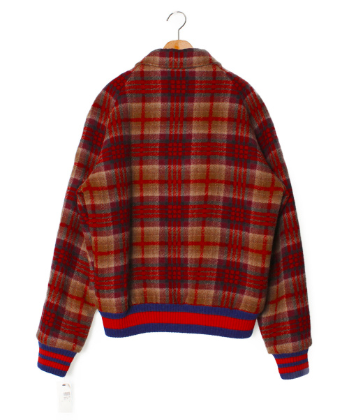 GUCCI（グッチ）GUCCI (グッチ) チェックボンバージャケット レッド サイズ:56（XXXL相当）の古着・服飾アイテム