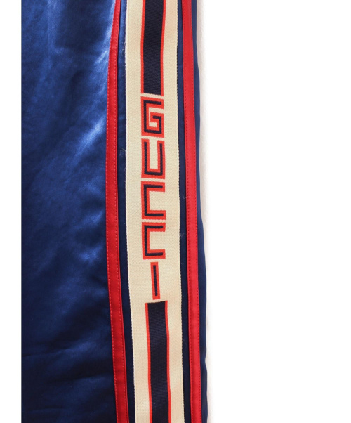 GUCCI（グッチ）GUCCI (グッチ) サイドラインロゴパンツ ネイビー サイズ:44の古着・服飾アイテム