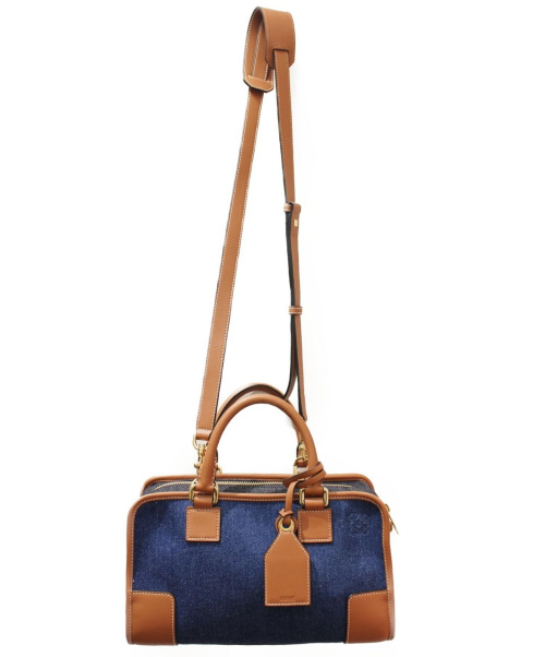 LOEWE（ロエベ）LOEWE (ロエベ) AMAZONA28/2WAYショルダーバッグ ブラウン×インディゴ サイズ:28 AMAZONA28の古着・服飾アイテム