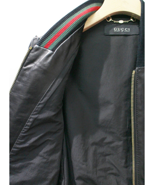 GUCCI（グッチ）GUCCI (グッチ) レザージャケット ブラック サイズ:40の古着・服飾アイテム