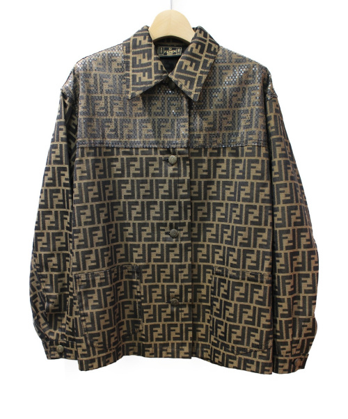 FENDI（フェンディ）FENDI (フェンディ) ZUCCA JACKET/ズッカ柄ジャケット ブラウン サイズ:42の古着・服飾アイテム