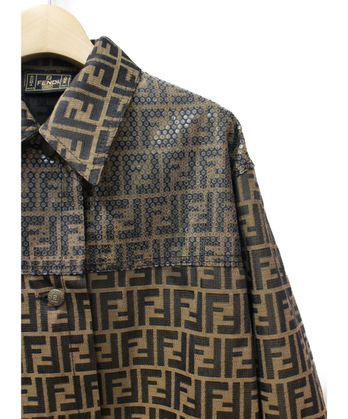 FENDI（フェンディ）FENDI (フェンディ) ZUCCA JACKET/ズッカ柄ジャケット ブラウン サイズ:42の古着・服飾アイテム