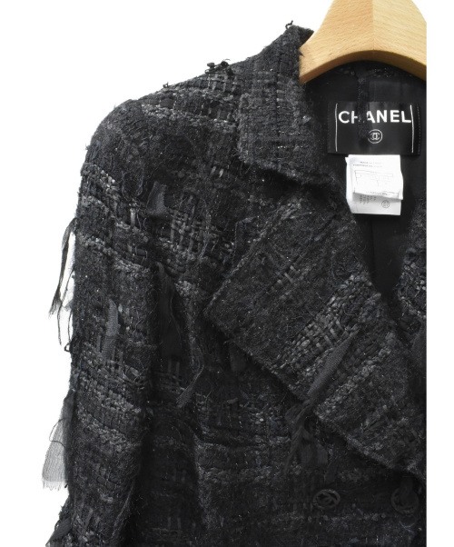 CHANEL（シャネル）CHANEL (シャネル) ツイードジャケット ブラック サイズ:36の古着・服飾アイテム