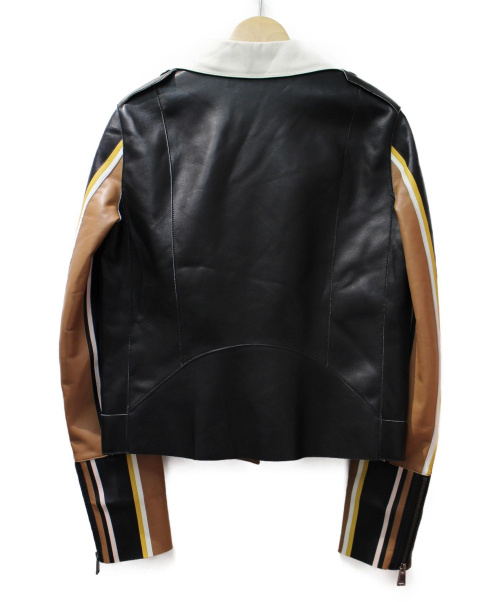 FENDI（フェンディ）FENDI (フェンディ) ライダースジャケット ブラウン×ブラック サイズ:40の古着・服飾アイテム