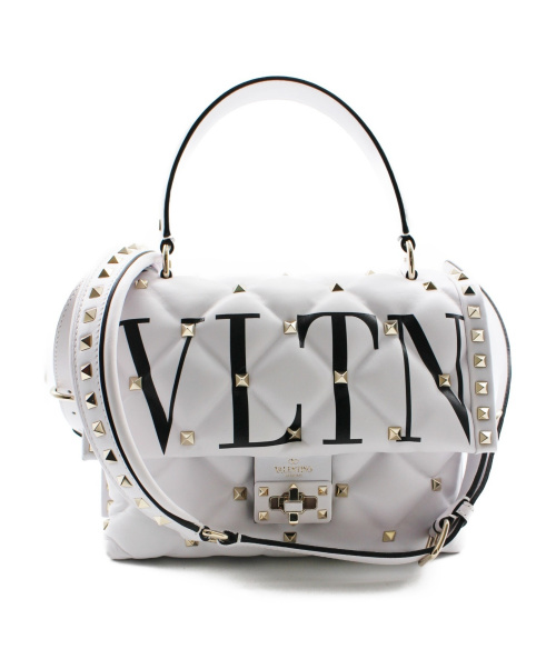VALENTINO（ヴァレンティノ）VALENTINO (バレンチノ) 18SS/VLTNキャンディスタッズミディアムハンドルバッグ ホワイト サイズ:- Garavaniの古着・服飾アイテム