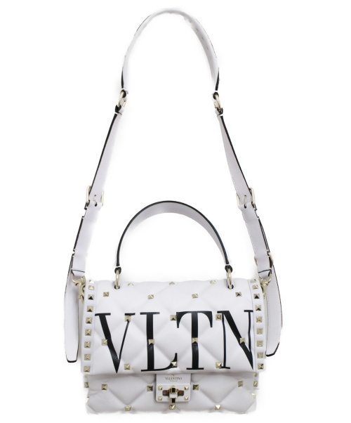 VALENTINO（ヴァレンティノ）VALENTINO (バレンチノ) 18SS/VLTNキャンディスタッズミディアムハンドルバッグ ホワイト サイズ:- Garavaniの古着・服飾アイテム