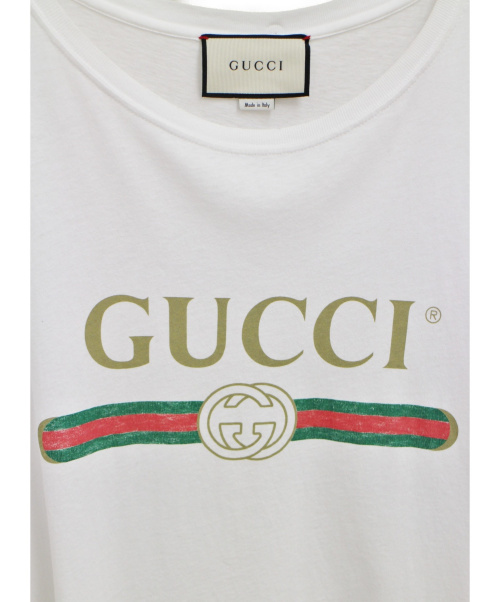 GUCCI（グッチ）GUCCI (グッチ) ヴィンテージロゴプリントTシャツ ホワイト サイズ:Lの古着・服飾アイテム