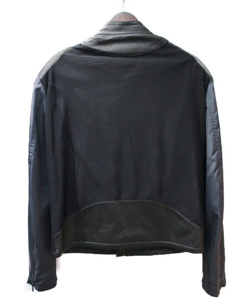 Maison Margiela（メゾンマルジェラ）Maison Margiela (メゾンマルジェラ) 異素材切替八の字ライダースジャケット ブラック×グレー サイズ:52の古着・服飾アイテム