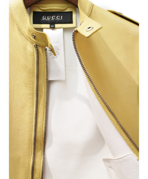 GUCCI（グッチ）GUCCI (グッチ) シングルライダースジャケット クリームベージュ サイズ:44の古着・服飾アイテム