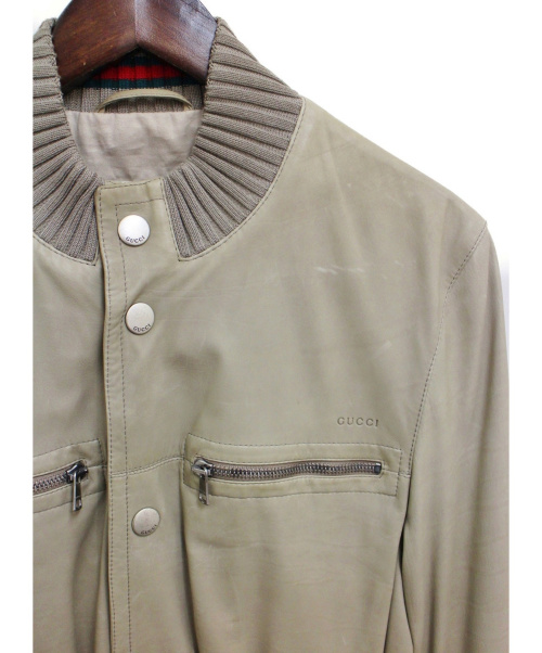 GUCCI（グッチ）GUCCI (グッチ) レザーブルゾン サンドベージュ サイズ:48の古着・服飾アイテム