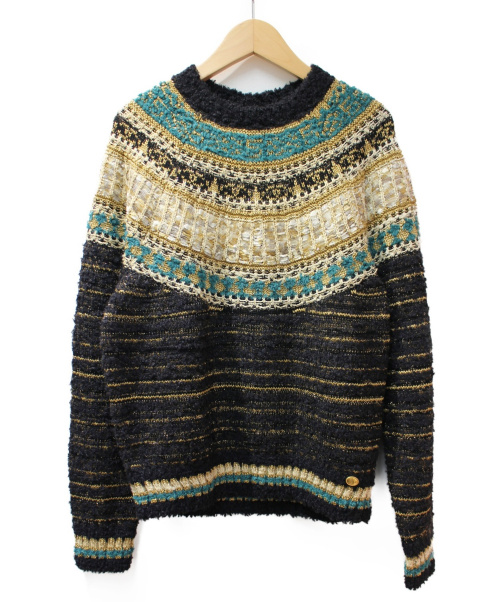 CHANEL（シャネル）CHANEL (シャネル) ニットセットアップ ベージュ×グリーン サイズ:34の古着・服飾アイテム