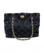 CHANELシャネル）の古着「ファーチェーントートバッグ」｜ブラック