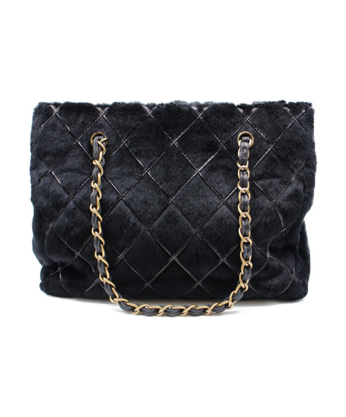 CHANEL（シャネル）CHANEL (シャネル) ファーチェーントートバッグ ブラック サイズ:- 7436266の古着・服飾アイテム
