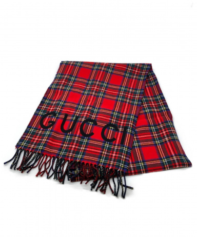 Gucci 馬具とタータンチェック ストール 中古・古着通販】GUCCI (グッチ) タータンチェックストール レッド