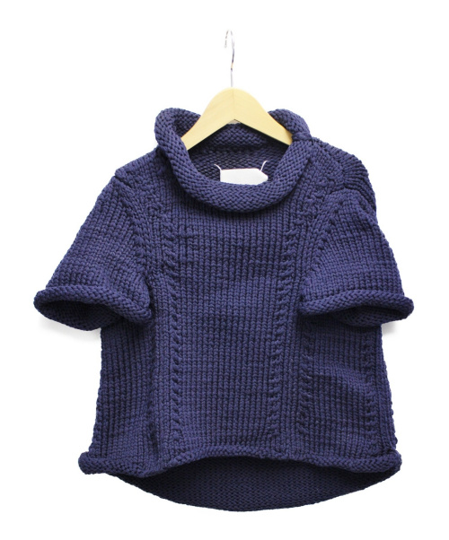 Maison Margiela（メゾンマルジェラ）Maison Margiela (メゾンマルジェラ) ローゲージ半袖ニット ネイビー サイズ:Sの古着・服飾アイテム