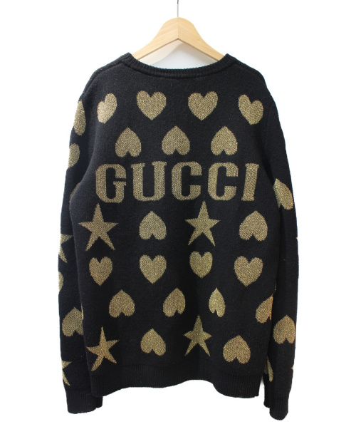 GUCCI（グッチ）GUCCI (グッチ) ハートスターウールニット ブラック サイズ:Sの古着・服飾アイテム