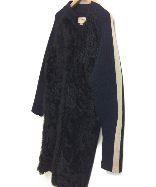 MARNI（マルニ）MARNI (マルニ) ムートン切り替えニットコート ネイビー サイズ:40の古着・服飾アイテム
